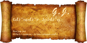 Gáspár Jolán névjegykártya